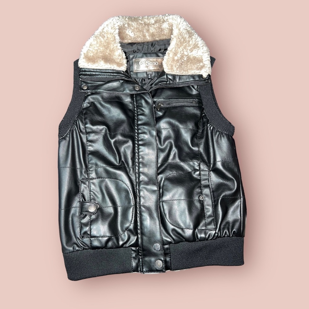 Ci Sono Black Leather Vest